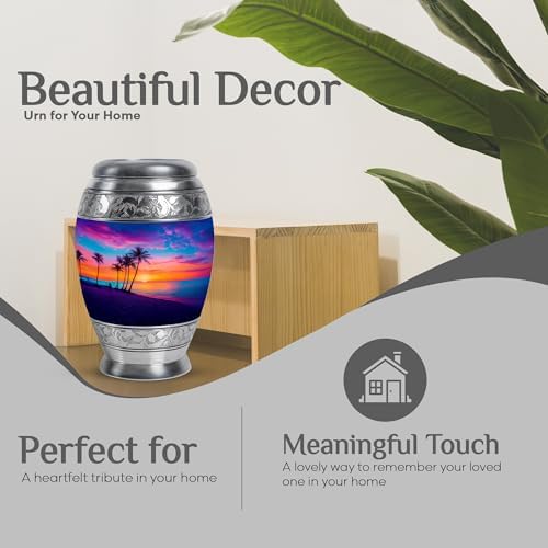 Subsh Beach Sky Blue Sunset Large Urn for Human Ashes