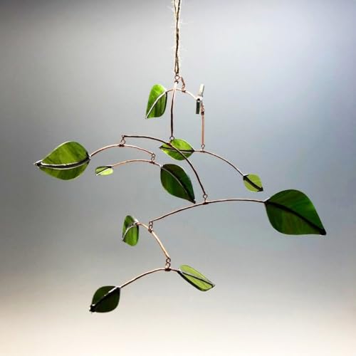 Elegant Glass Leaf Mobile Mid-Century Modern Decor 11x10x10 Inches