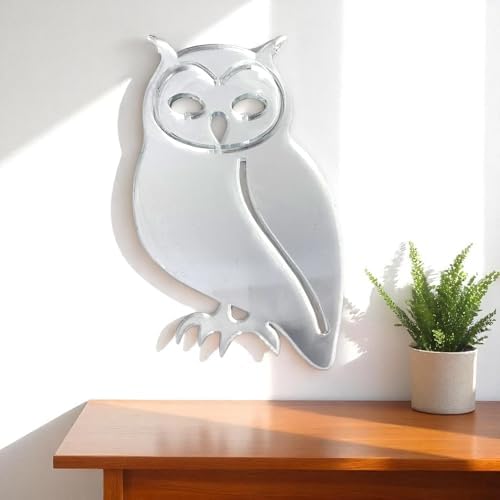 Modern Mirrored Owl Wall Art Silver Finish