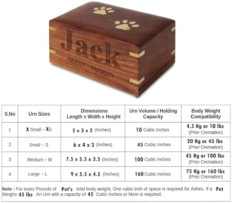 Personalized Rosewood Pet Urn for Dog Ashes