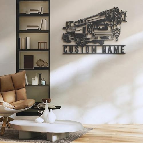 Custom Mobile Crane Truck Driver Metal Wall Art LED Light Personalized Sign