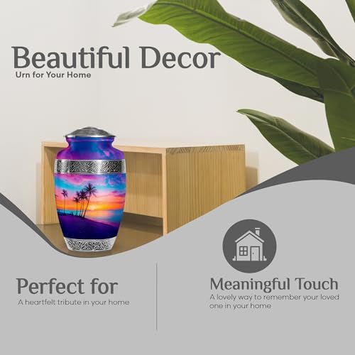 Beach Purple Sunset Memorial Urn for Human Ashes