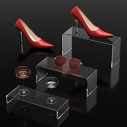 Ouskr 6 Pcs Clear Acrylic Display Risers for Shelf