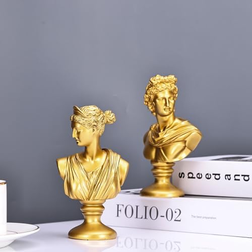 Apollo Statue 6 Inch Gold David Bust Classical Greek Mythology Sculpture