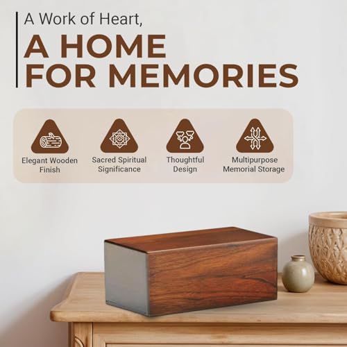Wooden Urn for Human and Pet Ashes Small Keepsake Box