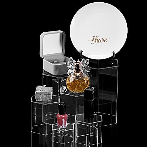 Jetec Hexagonal Jewelry Display Risers 6 Sizes Clear Acrylic