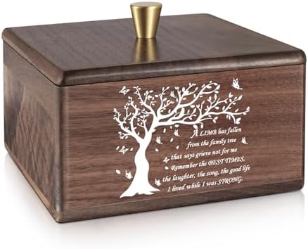 XIUDA Handmade Walnut Cremation Urns for Human Ashes Tree of Life