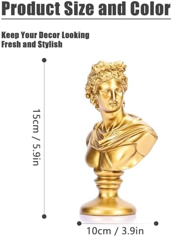 Apollo Statue 6 Inch Gold David Bust Classical Greek Mythology Sculpture