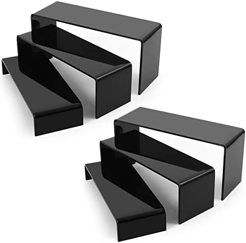 Goabroa Black Acrylic Display Risers 3 Tier 2 Set