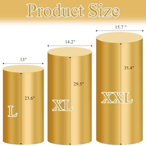 Socomi Cylinder Pedestal Stand Covers Set of 3 Gold