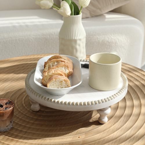 SwallowLiving Rustic White Wood Tray Riser Display Stand