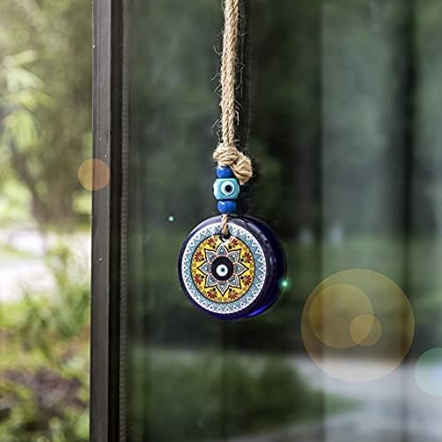YU FENG Large Turkish Nazar Evil Eye Mandala Glass Bead Wall Hanging Ornament