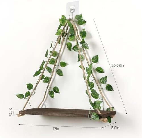 Forest Angle 2-Piece Floating Wall Shelf with Green Leaf Design