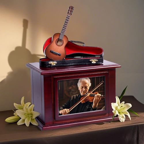 ZGYLIN Wooden Guitar Cremation Urn for Ashes