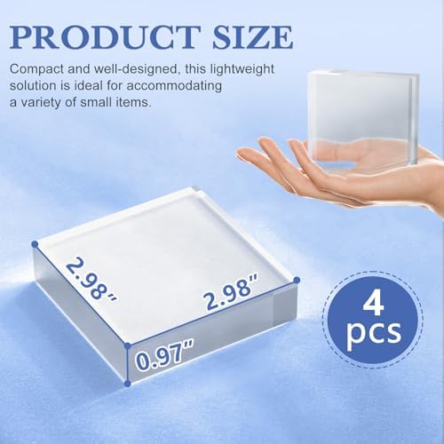 SAMYUCHO Acrylic Display Blocks 4 Pcs Clear Cube Riser Stand