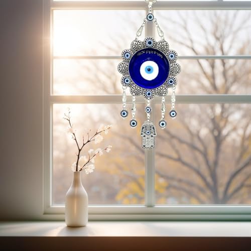 Blue Evil Eye with Hamsa Hand Wall Hanging Decor