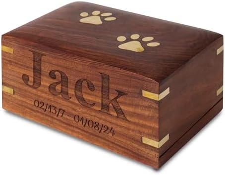 Personalized Rosewood Pet Urn for Dog Ashes