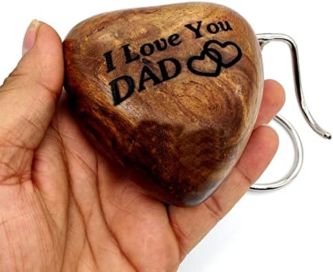 Wooden Heart Keepsake Urn for Dad - Mini Cremation Urn with Engraved Stand