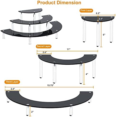 3 Tier Black Acrylic Display Stand for Pop Figures and Desserts