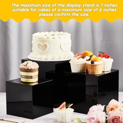 Geetery 5-Piece Acrylic Display Risers Set Black 3-7 Inch