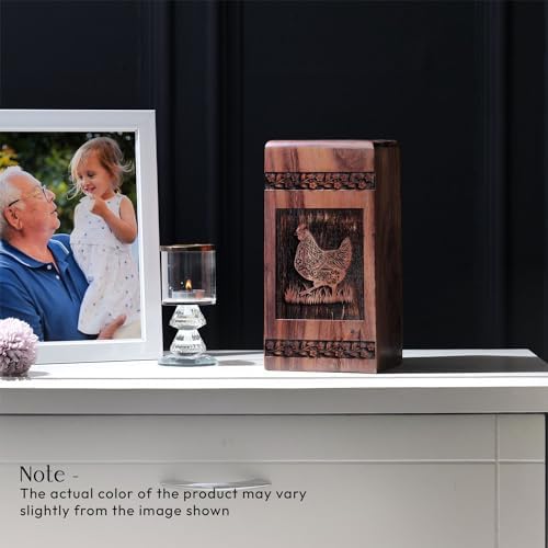 Chicken Themed Wooden Urn for Human Ashes 1125 Inch