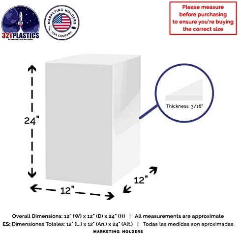 4 Pack White Acrylic Display Box Tall 12x12x24