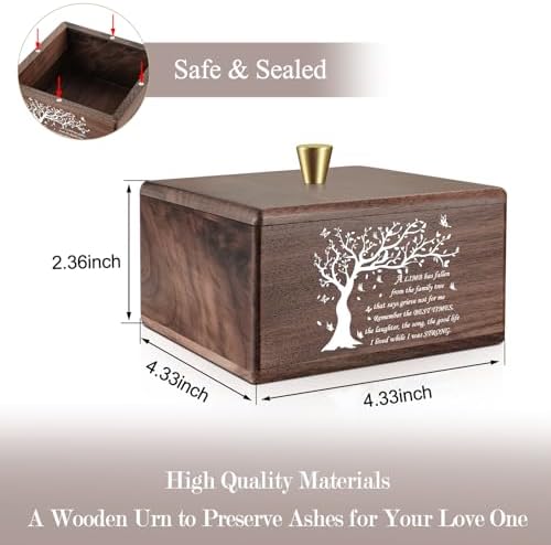 XIUDA Handmade Walnut Cremation Urns for Human Ashes Tree of Life