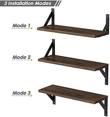Rustic Floating Shelves Set of 3 17 Inch Natural Wood Wall Shelves