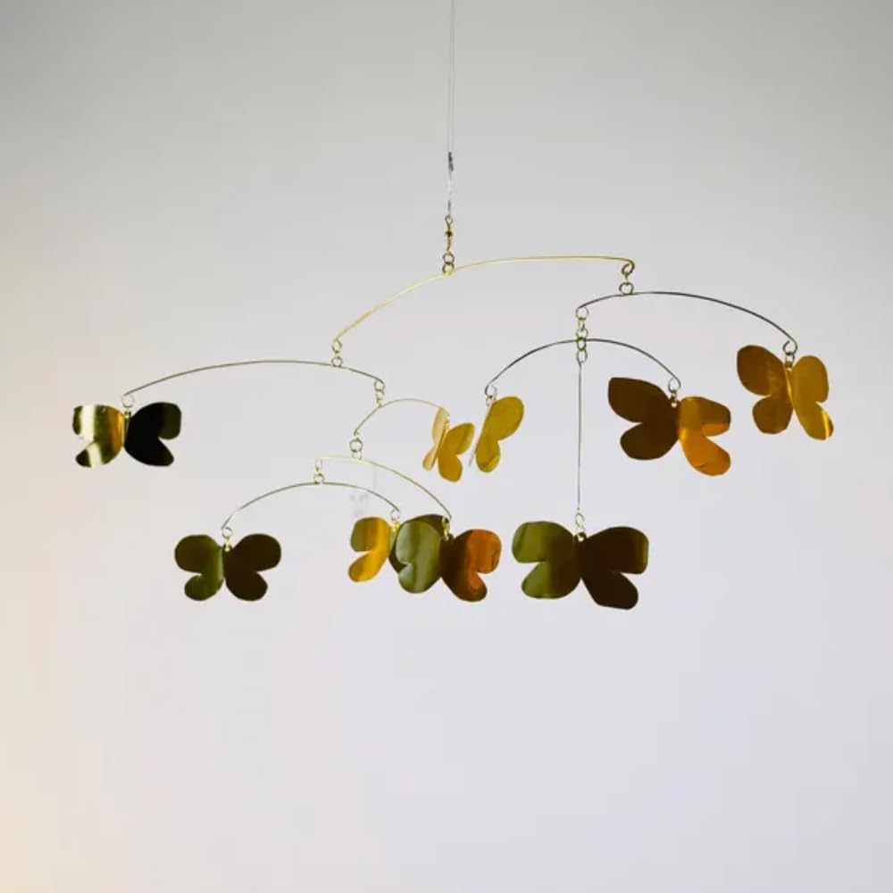 Pure Brass Butterflies Mobile 23x10 Hanging Decor