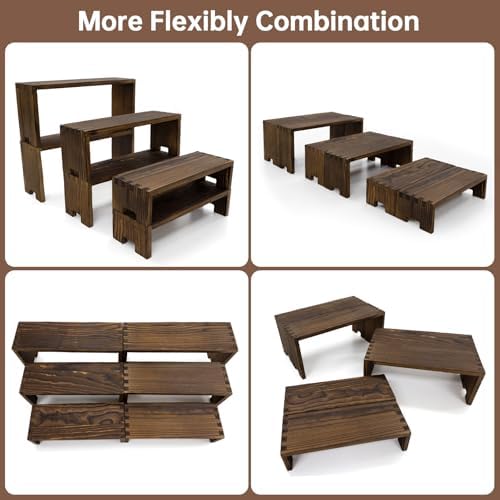 Yikaroeli 6 Piece 3 Tier Wooden Display Riser Set