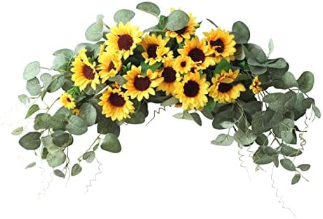 DCQRY Artificial Sunflower Swag with Eucalyptus