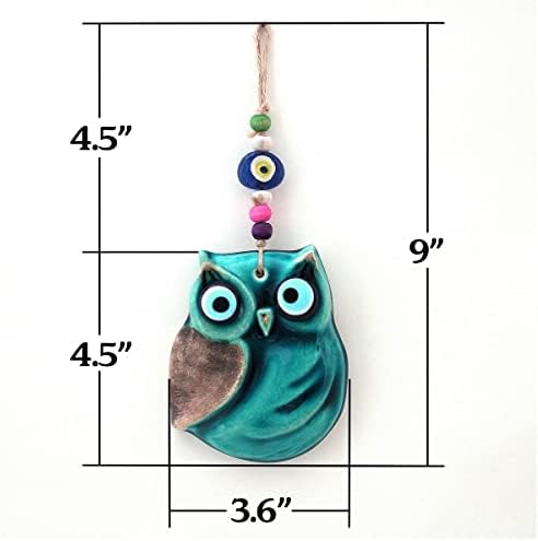 Handmade Ceramic Wall Art with Owl and Evil Eye Design