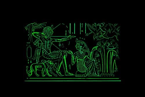 Ancient Egyptian Papyrus Wall Art King Tutankhamun Hunting Glow in the Dark 30x40cm