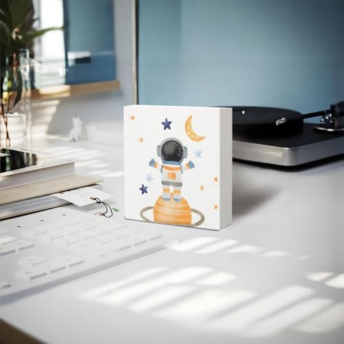 Space Nursery Decor Wooden Box Sign 5x5 Inch