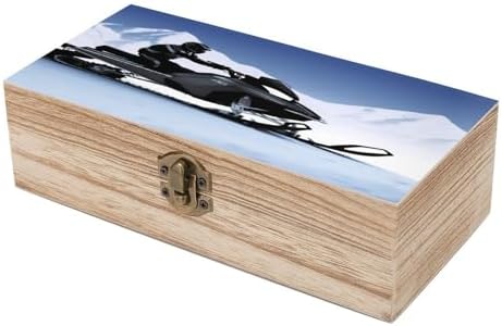 Snowmobile Print Wooden Jewelry Box Storage Organizer