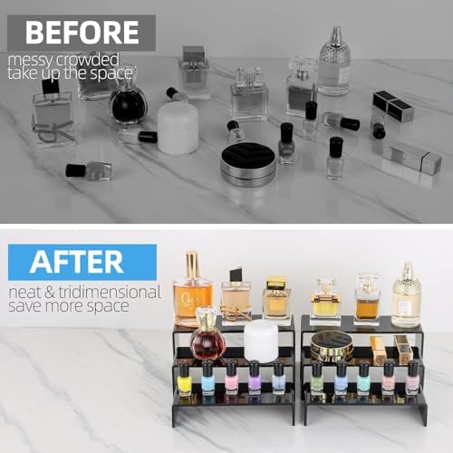 Goabroa Black Acrylic Display Risers 3 Tier 2 Set