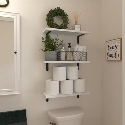 WOPITUES White Floating Shelves Set of 6 for Home Use
