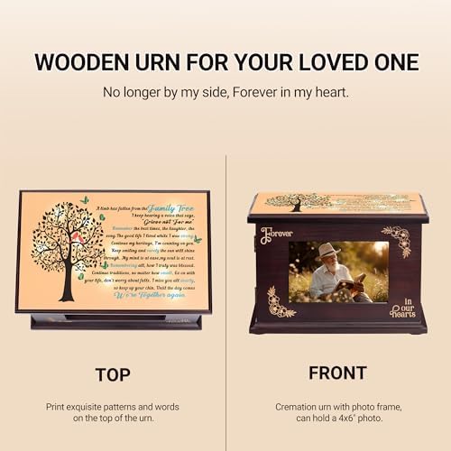 PREKIAR Wooden Cremation Urn with Photo Frame