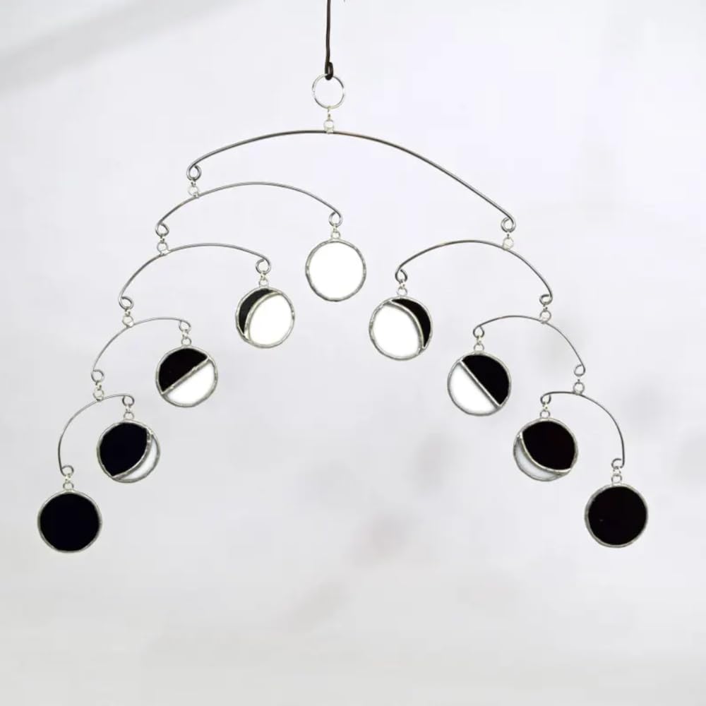 Unique Art Moon Stained Glass Hanging Mobile 16 Inch