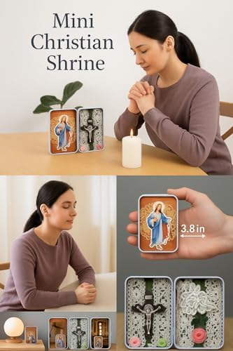Handmade Mini Shrine Tin Box with Prayer Cards