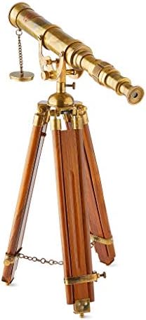 Handcrafted 15 Inch Brass Nautical Telescope with Leather Box