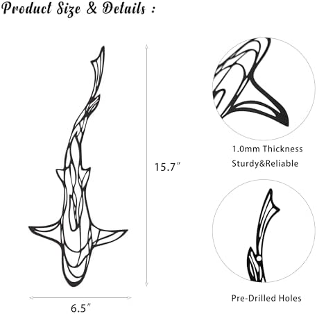 Abstract Shark Wall Art 157x65 Inch Metal Decor