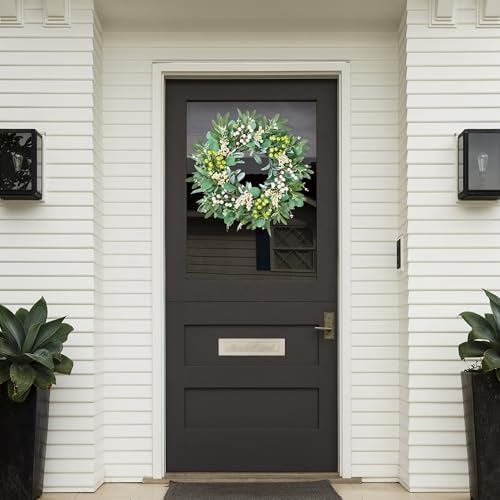 Sggvecsy 20 Inch Artificial Eucalyptus Wreath with Greenery and Berries