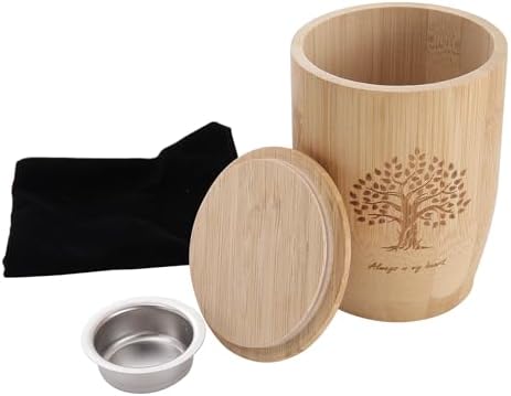 Bamboo Cremation Urn with Candle Holder