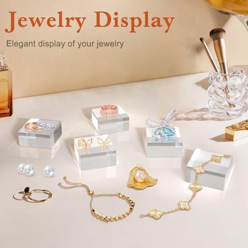 4 Piece Acrylic Base Display Stands Clear Cube Riser