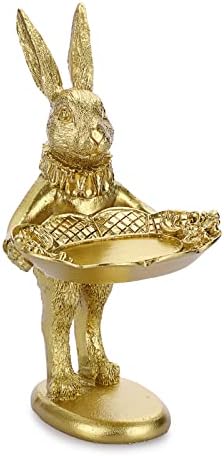 ELLDOO Golden Bunny Jewelry Ring Tray Decor