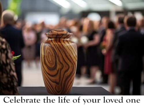 Walnut Grain Print Metal Urn with Velvet Bag