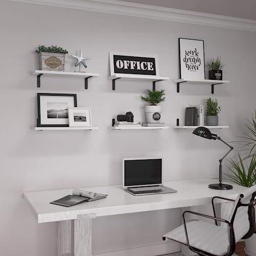 WOPITUES White Floating Shelves Set of 6 for Home Use