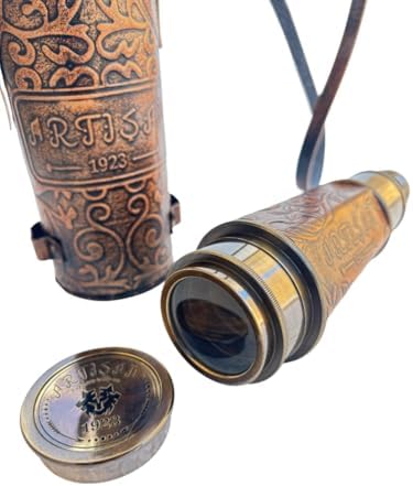 Antique Decor Spyglass with Leather Case