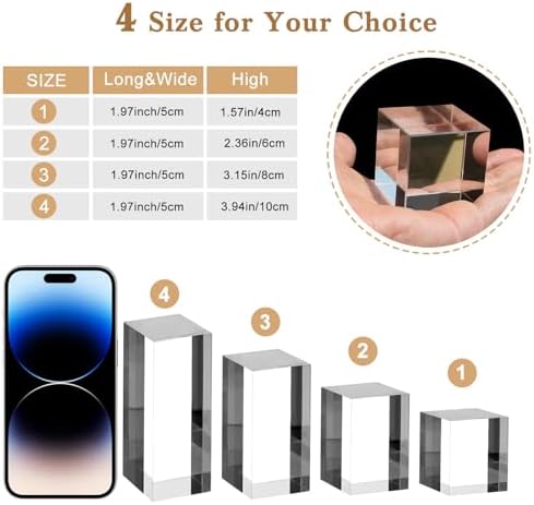 4Pcs Clear Acrylic Blocks for Display Riser Stands